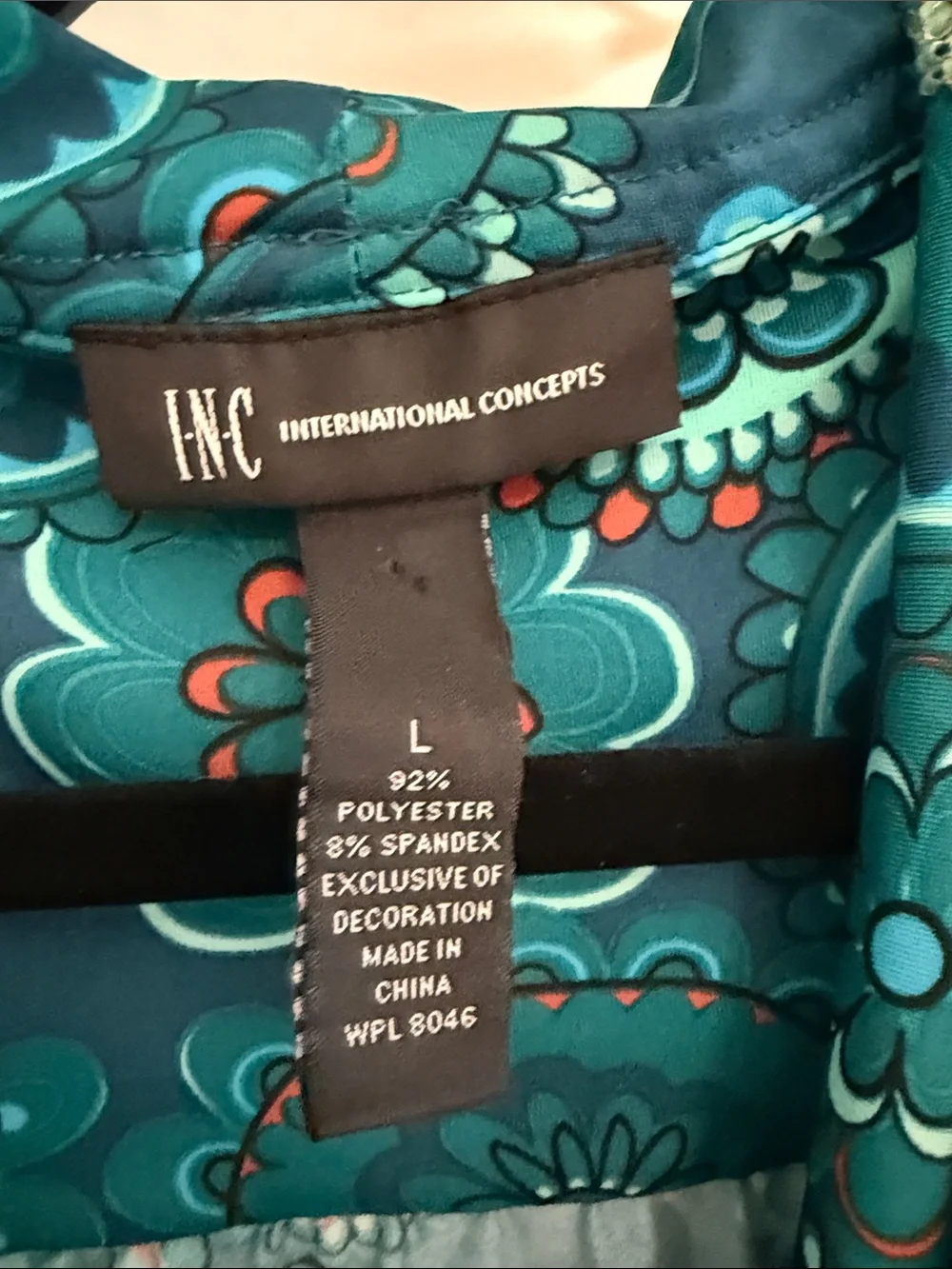INC International Concepts Teal Floral Cowl Neck Tank Top - Picture 2 of 4